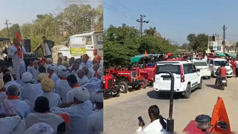 रानीवाड़ा में क‍िसानों ने न‍िकाली ट्रैक्‍टर रैली, 7 द‍िनों से धरने पर बैठे