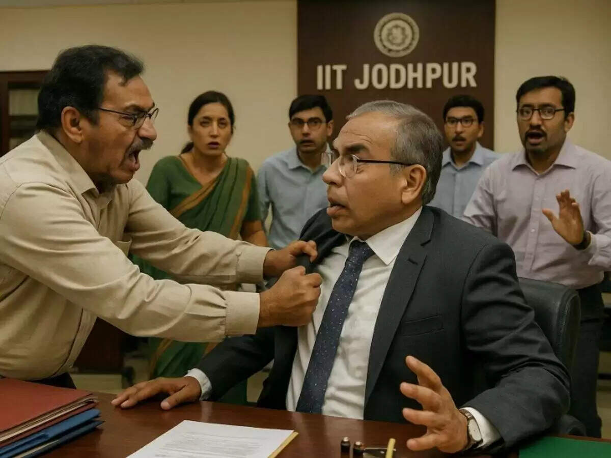 वीडियो में देखें आईआईटी जोधपुर में बढा विवाद, डायरेक्टर और एसोसिएट प्रोफेसर के बीच जमकर मारपीट, प्रोफेसर गिरफ्तार