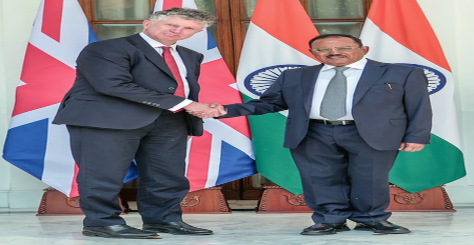 ब्रिटेन के राष्ट्रीय सुरक्षा सलाहकार ने एनएसए डोभाल से की मुलाकात, रक्षा सहयोग आगे बढ़ाने पर हुई चर्चा