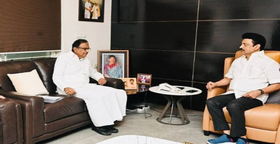तमिलनाडु: चिदंबरम ने मुख्यमंत्री स्टालिन से मुलाकात की, सीट बंटवारे पर चर्चा जारी
