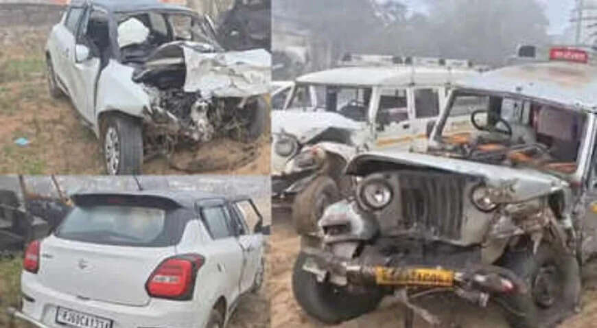 सीकर में भीषण सड़क हादसा, फुटेज में देखें स्विफ्ट कार और सवारी गाड़ी की टक्कर में तीन की मौत, गाडियों के उडे परखच्चे
