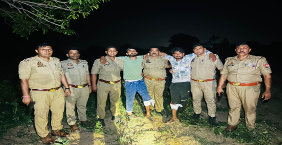 इटावा में मुठभेड़ के बाद पुलिस ने गिरफ्तार किए तीन अपराधी, दो बदमाशों के पैरों में लगी गोली