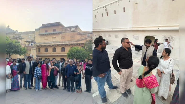 जयपुर में 13 राज्यों से आये 300 दृष्टिबाधित पर्यटक पहुंचे आमेर महल, स्पर्श से किया विरासत को महसूस
