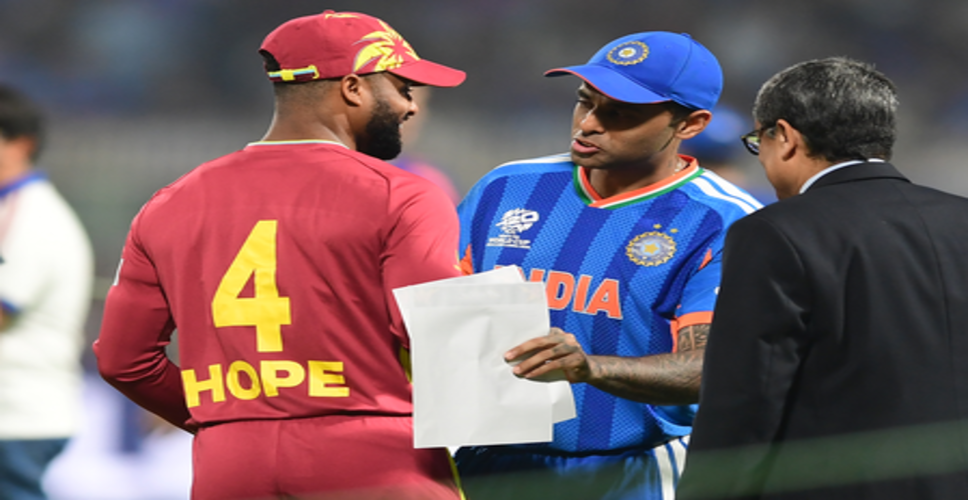 टी20 वर्ल्ड कप: वेस्टइंडीज के खिलाफ निर्णायक मुकाबले में भारत ने टॉस जीतकर गेंदबाजी चुनी, कोई बदलाव नहीं