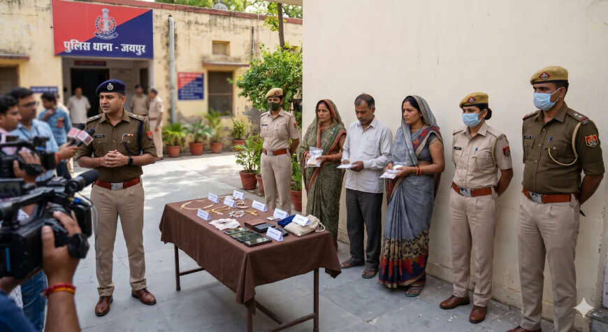 जयपुर में धार्मिक आयोजनों में चोरी करने वाली अंतरराज्यीय गैंग का भंडाफोड़, वीडियो में जाने 4 महिलाएं समेत 5 आरोपी गिरफ्तार