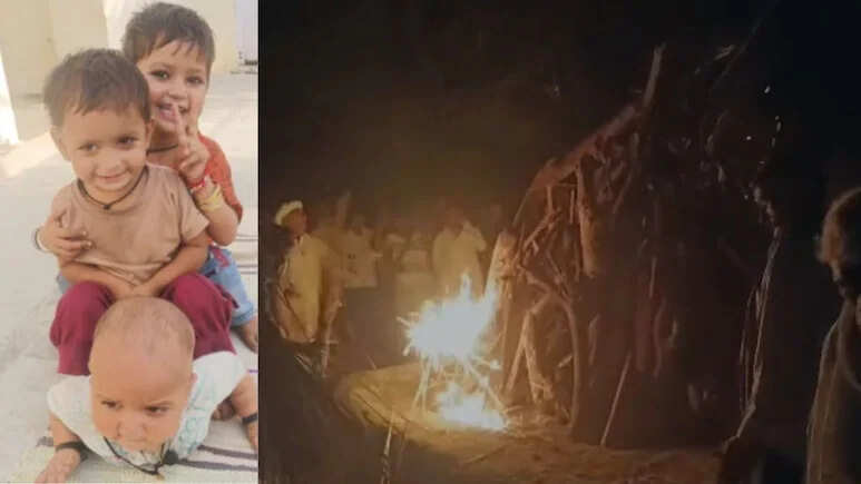 गंगापुर सिटी के वजीरपुर में दिल दहला देने वाली घटना, मां और तीन मासूमों का एक साथ अंतिम संस्कार