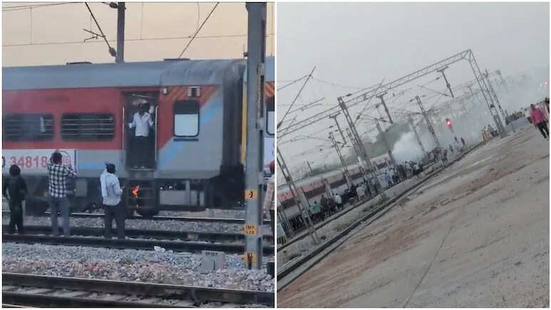 धौलपुर रेलवे स्टेशन पर ट्रेन कोच में आग, यात्रियों में अफरा-तफरी; बड़ा हादसा टला