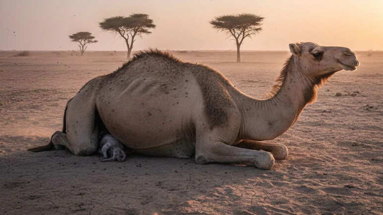 गर्भवती ऊंटनी के पैरों में मारे छर्रे, दुनिया देखने से पहले ही 11 माह के पेट में पल रहे बच्चे ने तोड़ा दम