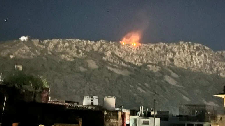 अलवर में सरिस्का बफर जोन के पास पहाड़ी में आग, शहर में मचा हड़कंप कड़ी मेहनत से किया काबू, एक युवक पकडा