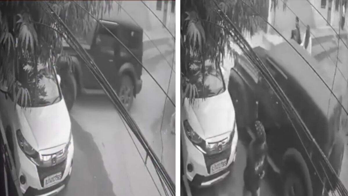 जयपुर में ब्लैक थार का आतंक, फुटेज में देखें कॉलोनी में तेज रफ्तार जीप ने मारी चार कारों को टक्कर, लोगों पर चढ़ाने की कोशिश, FIR दर्ज