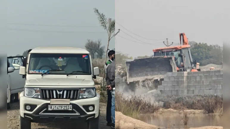 जयपुर में JDA की बड़ी कार्रवाई, 40 बीघा ज़मीन पर बन रही कॉलोनी पर चले बुलडोज़र; गिराए दुकान-मकान