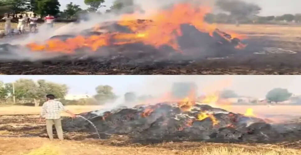 झुंझुनूं में 11 केवी लाइन टूटने से गेहूं के खेत में लगी आग, 10 बीघा फसल जली