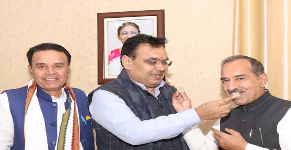 राजस्थान से राज्यसभा प्रत्याशी मदन राठौड़ और चुन्नीलाल गरासिया ने CM से की मुलाकात
