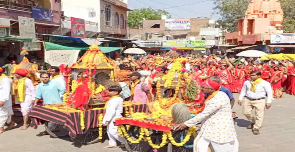 Chittorgarh के कपासन में श्रीमद्भागवत का हुआ शुभारंभ, कलश यात्रा और शोभायात्रा निकाली