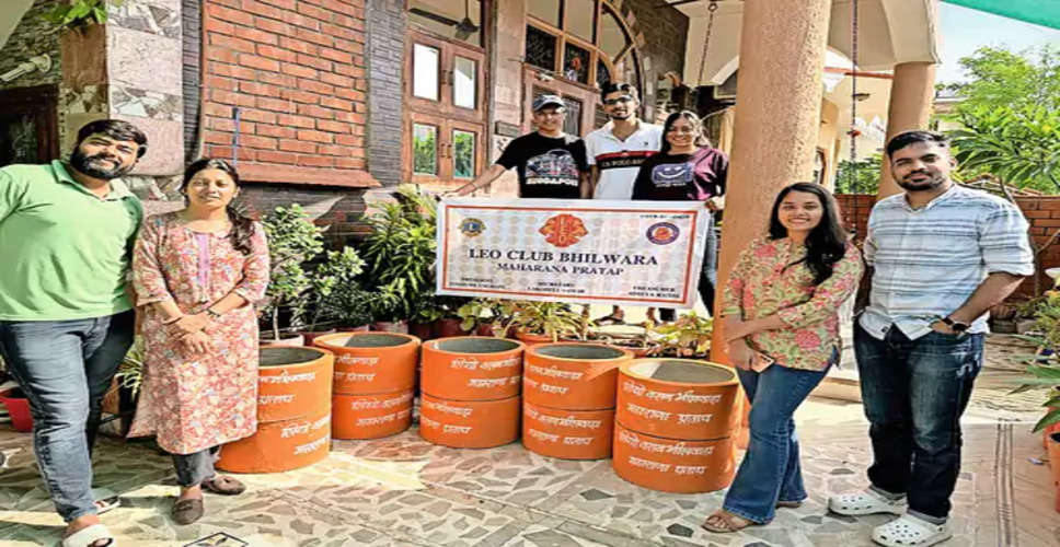 Bhilwara लियो क्लब ने पशुओं के लिए पानी के टैंक स्थापित किए