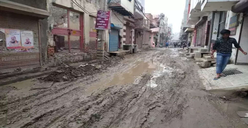 Karoli&nbsp;महस्वा में आरओ प्लांट के रास्ते में कीचड़ से लोगों को आने-जाने में हो रही परेशानी&nbsp;