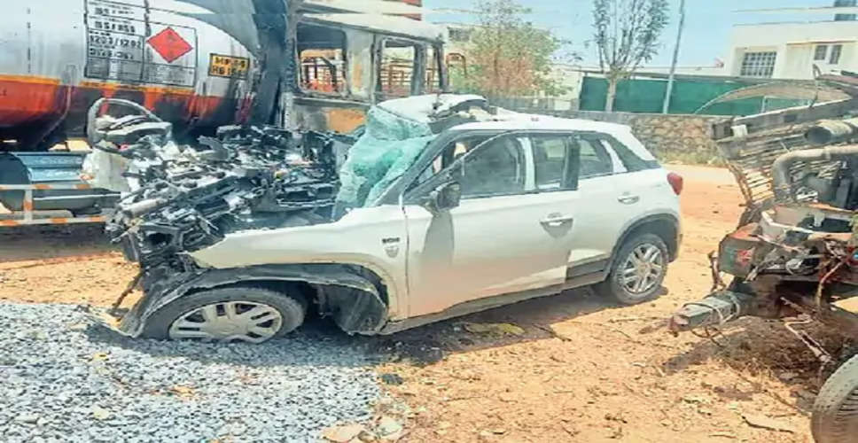 Chittorgarh में हादसे में कार सवार दंपती की मौत, दो पुत्रियां व एक पुत्र गंभीर घायल
